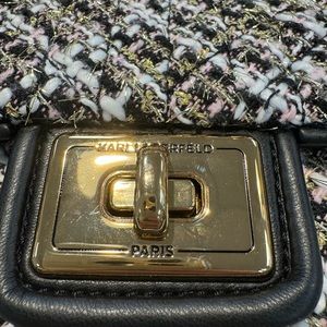 Purse. New with tags,  Karl Lagerfeld, pink, gold, white & black purse.